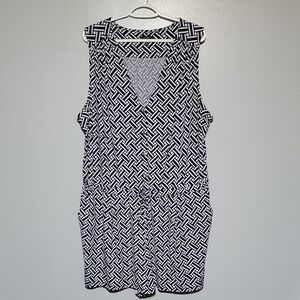 Kaari Blue Curvy Womens Navy and White Patterned Sleeveless Romper Size 2X